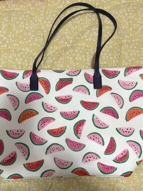 Watermelon Print Tote Bag with Black Straps